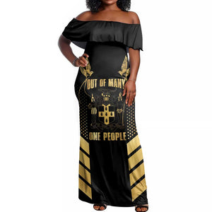 Jumieka Independence Day Off Shoulder Maxi Dress Out Of Many, One People Gold Color