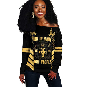 Jumieka Independence Day Off Shoulder Sweater Out Of Many, One People Gold Color