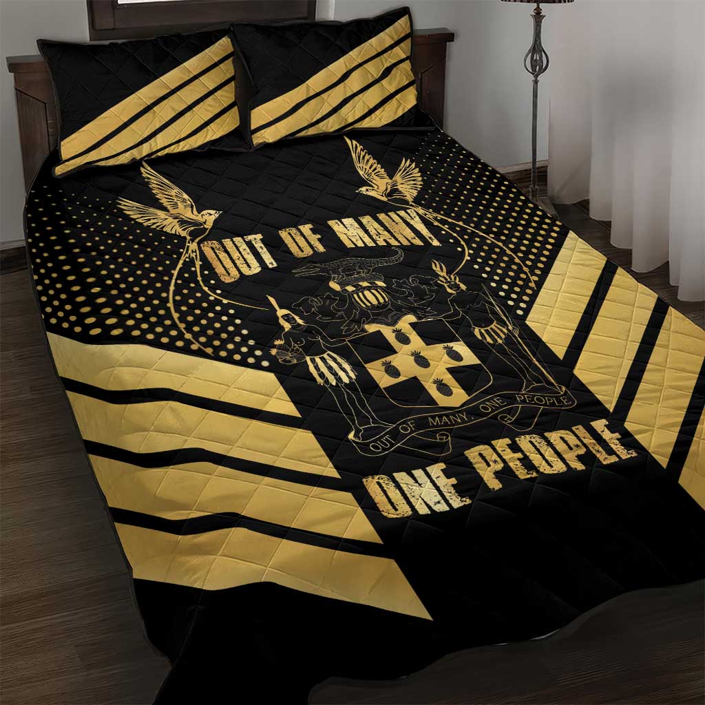 Jumieka Independence Day Quilt Bed Set Out Of Many, One People Gold Color