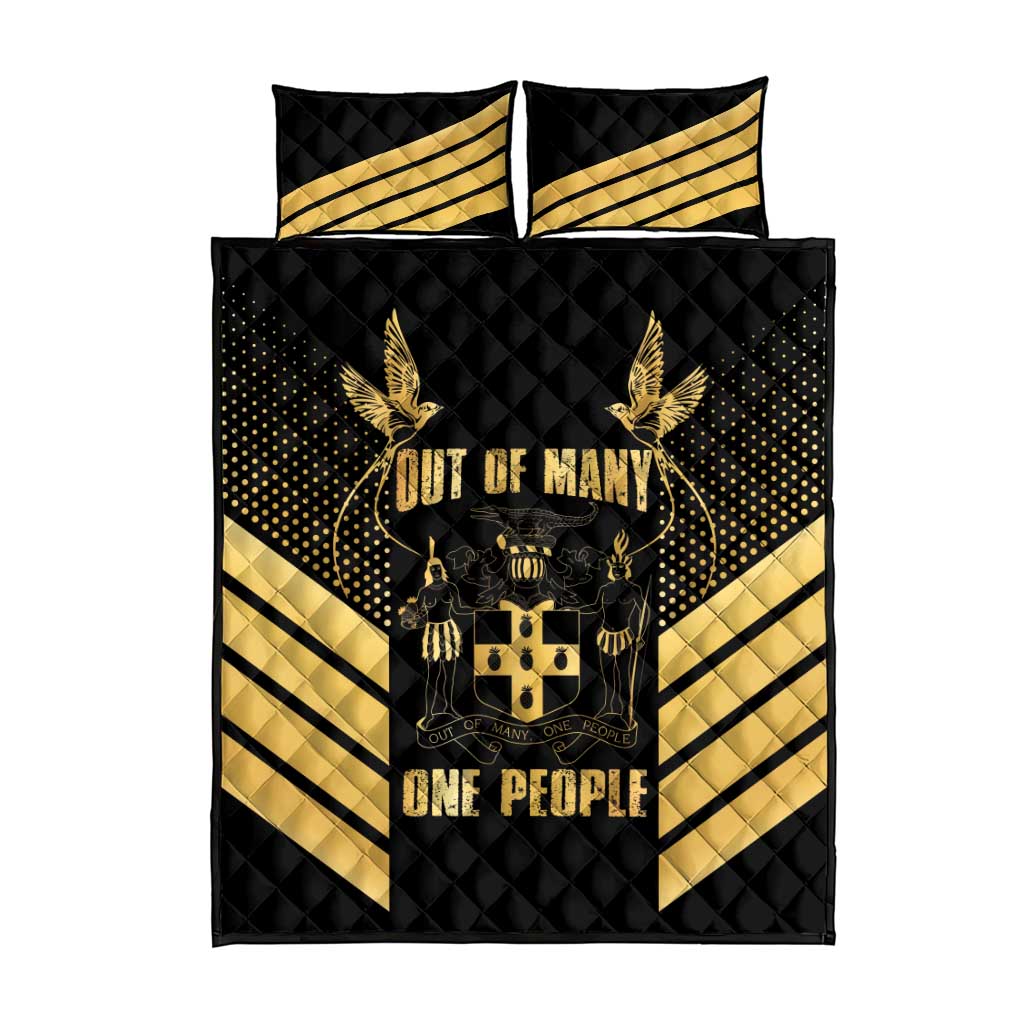 Jumieka Independence Day Quilt Bed Set Out Of Many, One People Gold Color