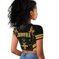 Jumieka Independence Day Raglan Cropped T shirt Out Of Many, One People Gold Color