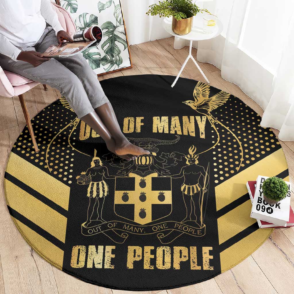 Jumieka Independence Day Round Carpet Out Of Many, One People Gold Color