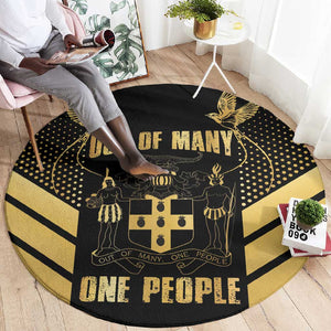 Jumieka Independence Day Round Carpet Out Of Many, One People Gold Color