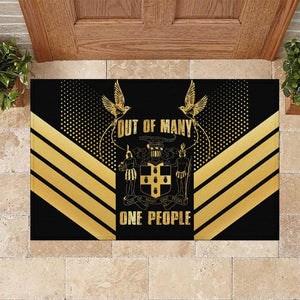 Jumieka Independence Day Rubber Doormat Out Of Many, One People Gold Color
