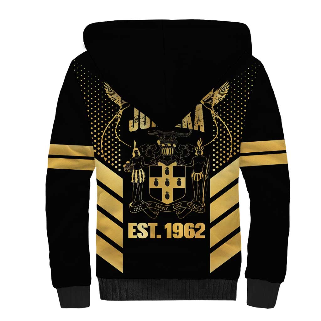 Jumieka Independence Day Sherpa Hoodie Out Of Many, One People Gold Color