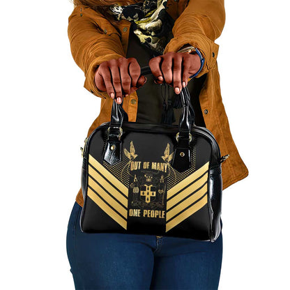 Jumieka Independence Day Shoulder Handbag Out Of Many, One People Gold Color