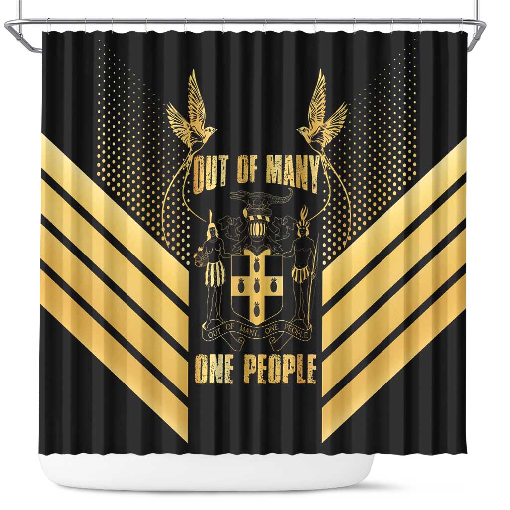 Jumieka Independence Day Shower Curtain Out Of Many, One People Gold Color