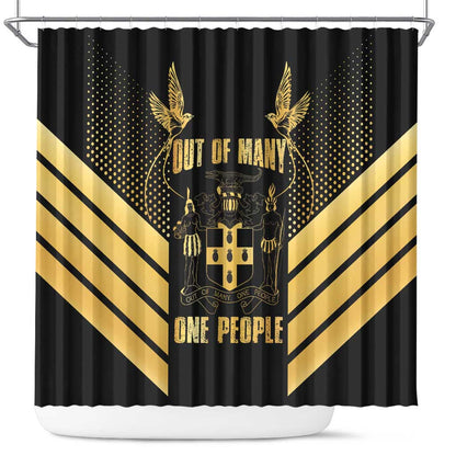 Jumieka Independence Day Shower Curtain Out Of Many, One People Gold Color