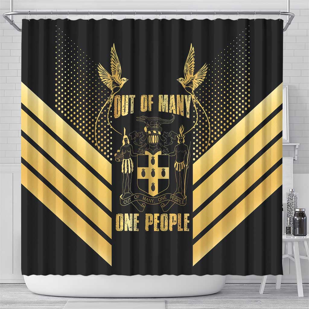 Jumieka Independence Day Shower Curtain Out Of Many, One People Gold Color
