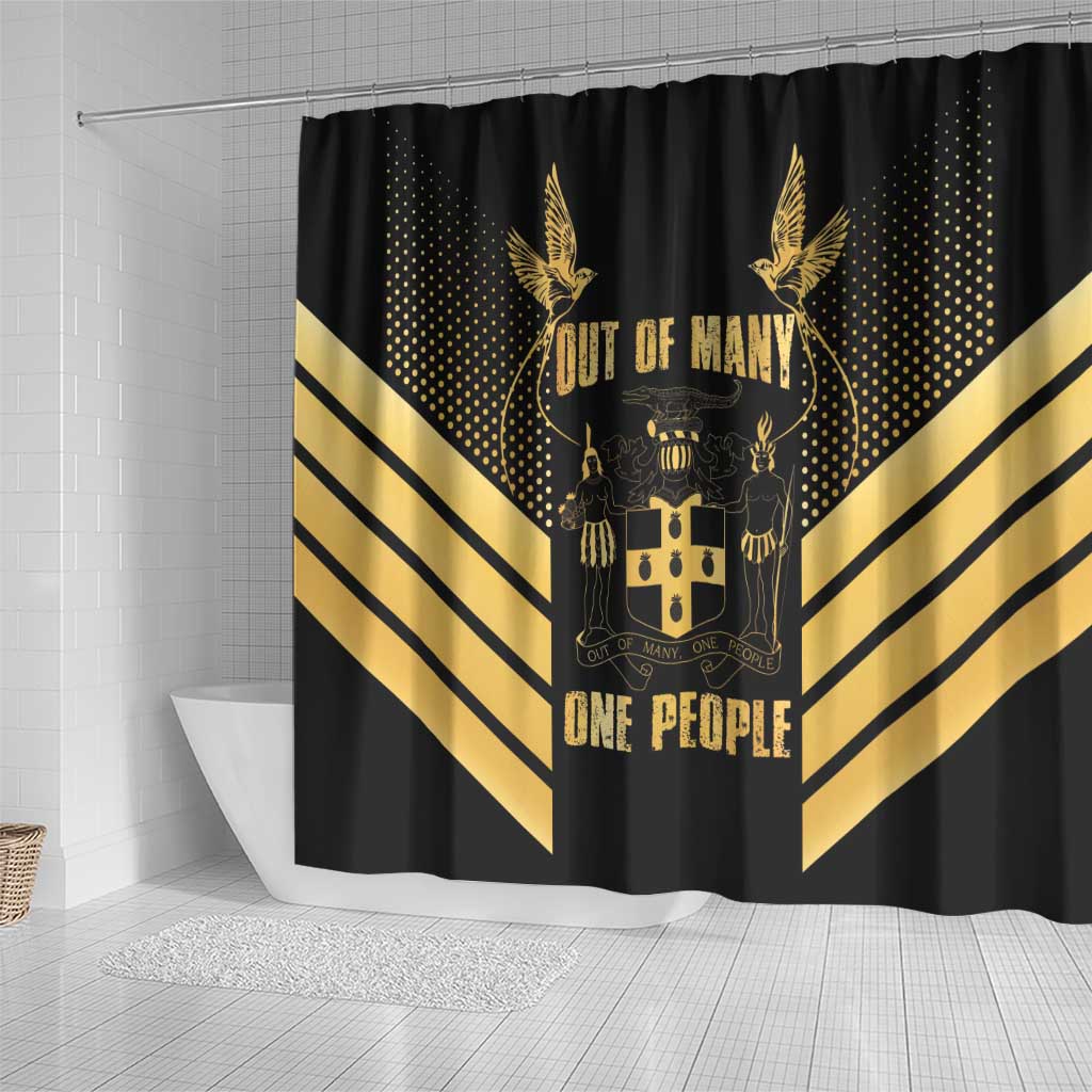 Jumieka Independence Day Shower Curtain Out Of Many, One People Gold Color