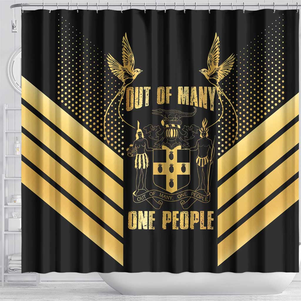 Jumieka Independence Day Shower Curtain Out Of Many, One People Gold Color