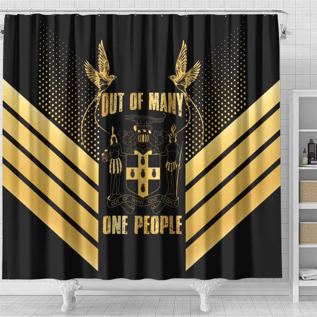 Jumieka Independence Day Shower Curtain Out Of Many, One People Gold Color