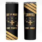 Jumieka Independence Day Skinny Tumbler Out Of Many, One People Gold Color