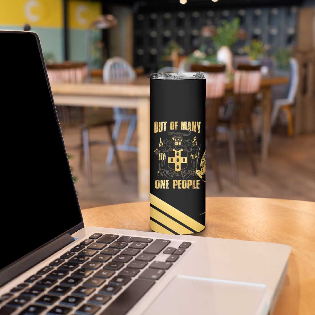 Jumieka Independence Day Skinny Tumbler Out Of Many, One People Gold Color