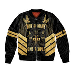 Jumieka Independence Day Sleeve Zip Bomber Jacket Out Of Many, One People Gold Color