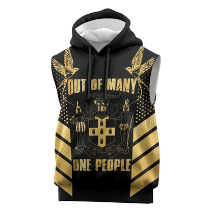 Jumieka Independence Day Sleeveless Hoodie Out Of Many, One People Gold Color - African Pride