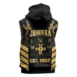 Jumieka Independence Day Sleeveless Zip Hoodie Out Of Many, One People Gold Color - African Pride