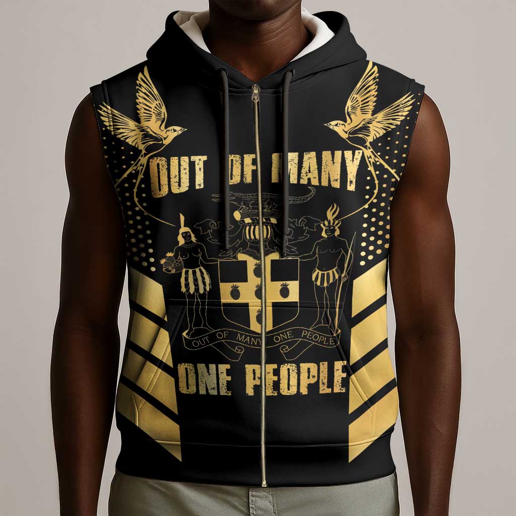 Jumieka Independence Day Sleeveless Zip Hoodie Out Of Many, One People Gold Color - African Pride