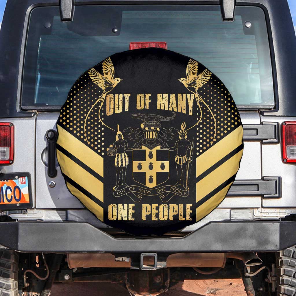 Jumieka Independence Day Spare Tire Cover Out Of Many, One People Gold Color