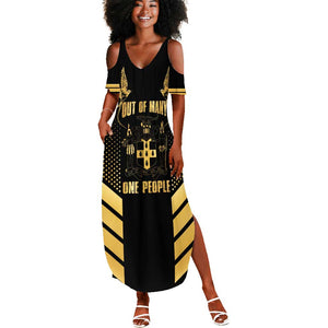 Jumieka Independence Day Summer Maxi Dress Out Of Many, One People Gold Color
