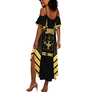 Jumieka Independence Day Summer Maxi Dress Out Of Many, One People Gold Color