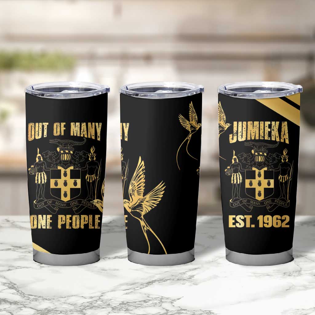 Jumieka Independence Day Tumbler Cup Out Of Many, One People Gold Color