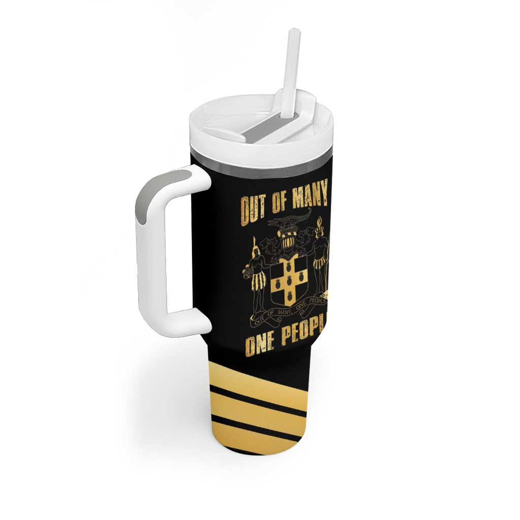 Jumieka Independence Day Tumbler With Handle Out Of Many, One People Gold Color