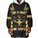Jumieka Independence Day Wearable Blanket Hoodie Out Of Many, One People Gold Color