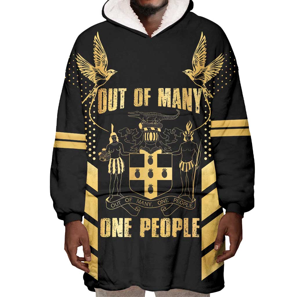 Jumieka Independence Day Wearable Blanket Hoodie Out Of Many, One People Gold Color