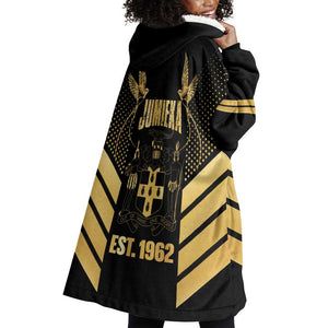 Jumieka Independence Day Wearable Blanket Hoodie Out Of Many, One People Gold Color