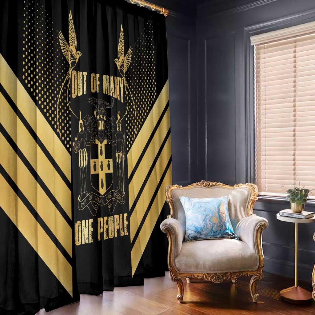 Jumieka Independence Day Window Curtain Out Of Many, One People Gold Color
