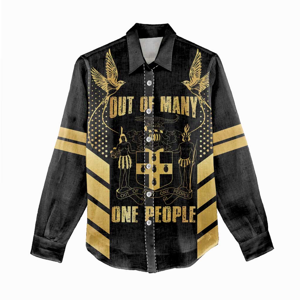 Jumieka Independence Day Women Casual Shirt Out Of Many, One People Gold Color