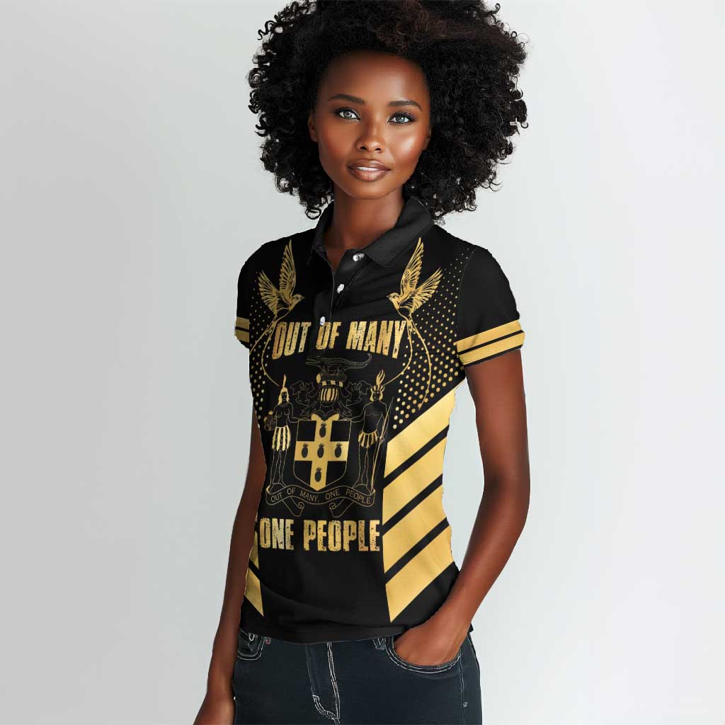Jumieka Independence Day Women Polo Shirt Out Of Many, One People Gold Color