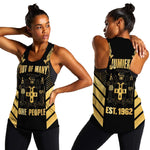 Jumieka Independence Day Women Racerback Tank Out Of Many, One People Gold Color