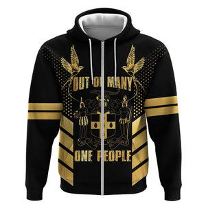 Jumieka Independence Day Zip Hoodie Out Of Many, One People Gold Color