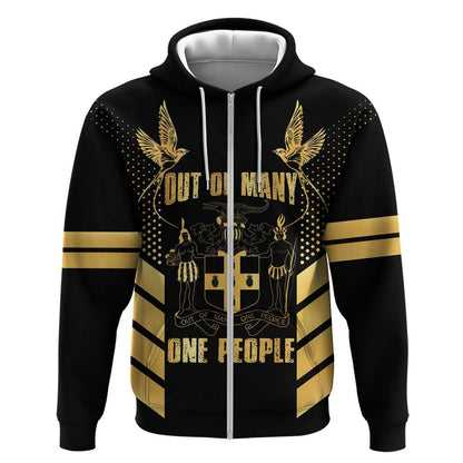 Jumieka Independence Day Zip Hoodie Out Of Many, One People Gold Color