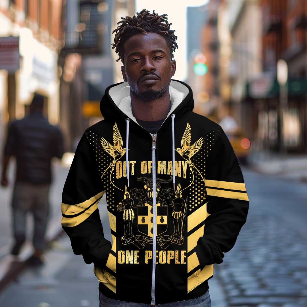 Jumieka Independence Day Zip Hoodie Out Of Many, One People Gold Color
