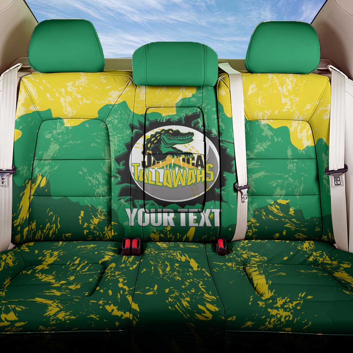 Custom Afro Jamaica Cricket Back Car Seat Cover Go Champions Tallawahs Grunge Style