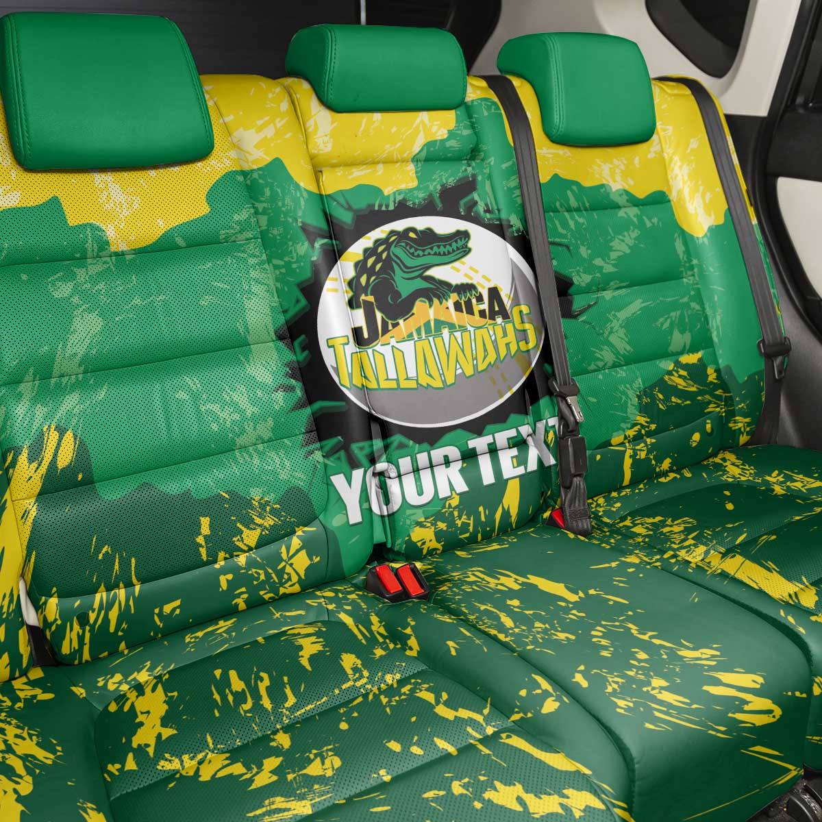 Custom Afro Jamaica Cricket Back Car Seat Cover Go Champions Tallawahs Grunge Style