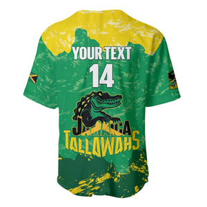 Custom Afro Jamaica Cricket Baseball Jersey Go Champions Tallawahs Grunge Style