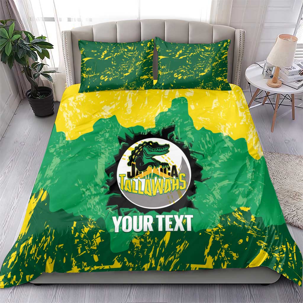 Custom Afro Jamaica Cricket Bedding Set Go Champions Tallawahs Grunge Style