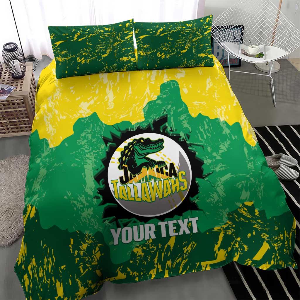 Custom Afro Jamaica Cricket Bedding Set Go Champions Tallawahs Grunge Style