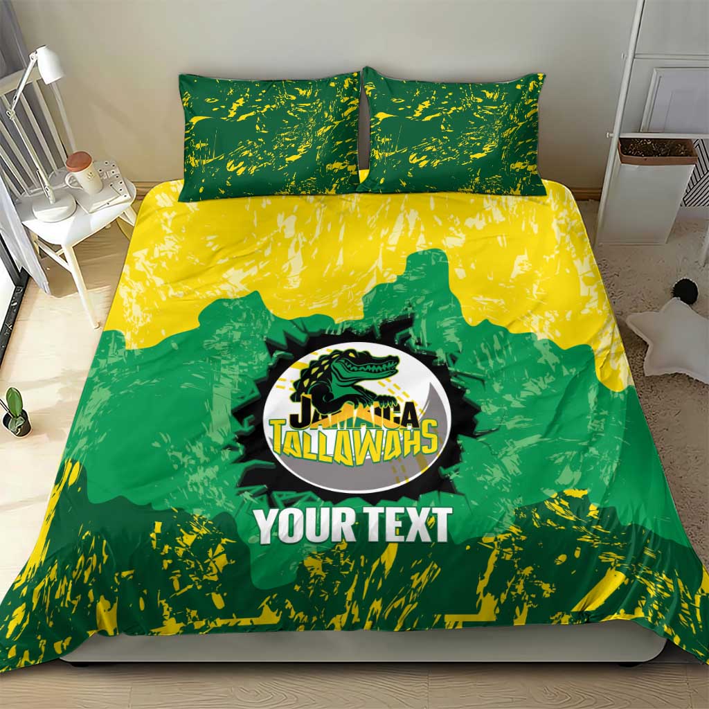 Custom Afro Jamaica Cricket Bedding Set Go Champions Tallawahs Grunge Style