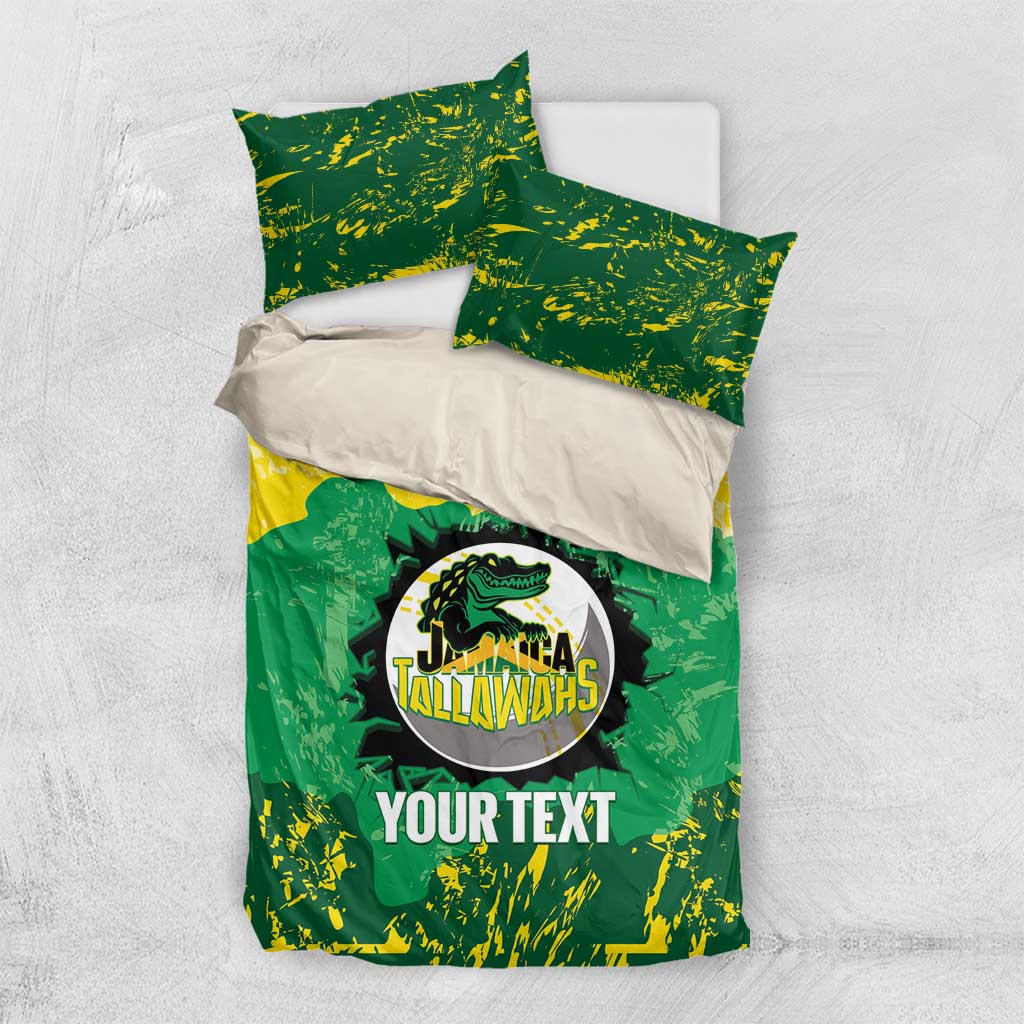 Custom Afro Jamaica Cricket Bedding Set Go Champions Tallawahs Grunge Style