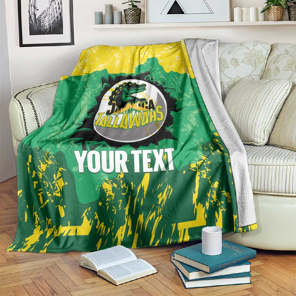 Custom Afro Jamaica Cricket Blanket Go Champions Tallawahs Grunge Style