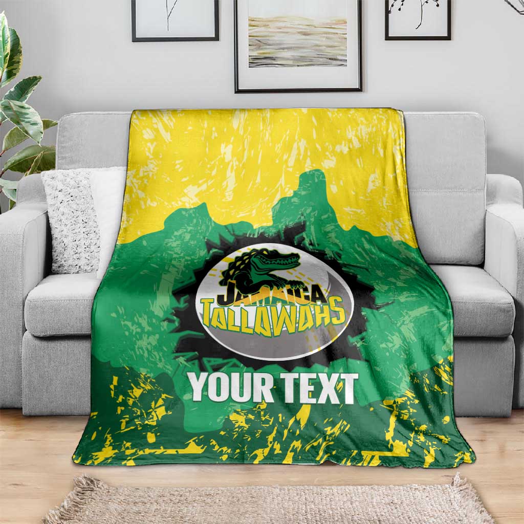 Custom Afro Jamaica Cricket Blanket Go Champions Tallawahs Grunge Style