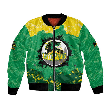 Custom Afro Jamaica Cricket Bomber Jacket Go Champions Tallawahs Grunge Style