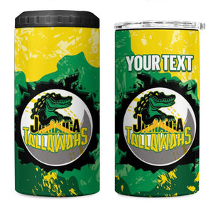 Custom Afro Jamaica Cricket 4 in 1 Can Cooler Tumbler Go Champions Tallawahs Grunge Style