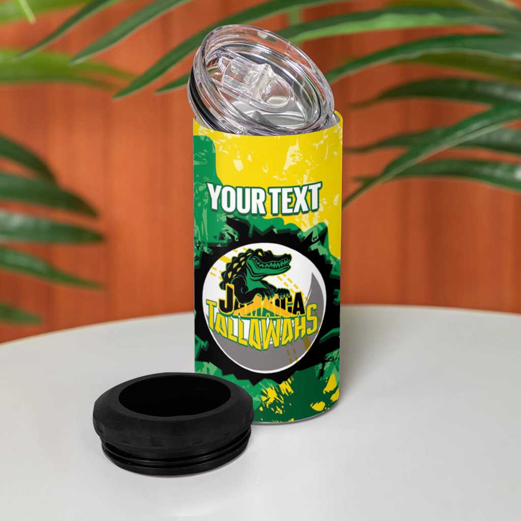 Custom Afro Jamaica Cricket 4 in 1 Can Cooler Tumbler Go Champions Tallawahs Grunge Style