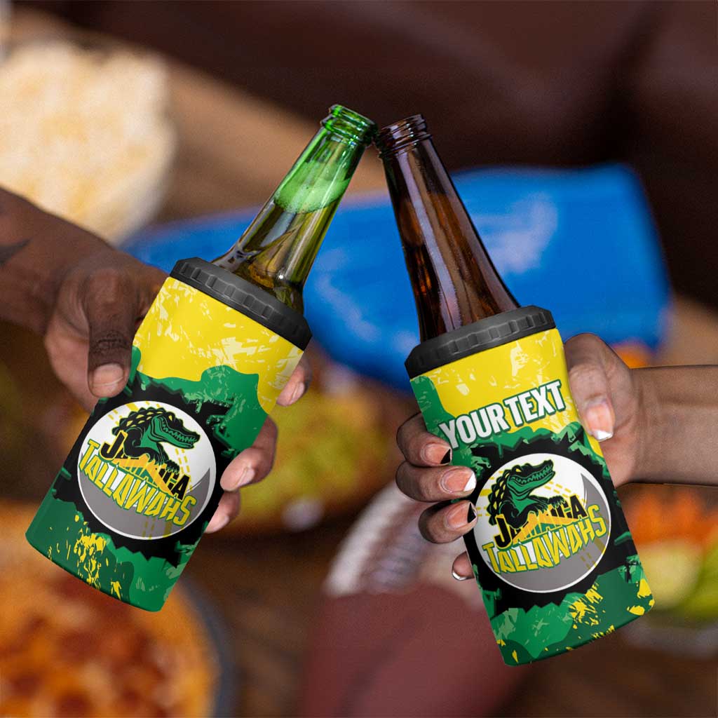 Custom Afro Jamaica Cricket 4 in 1 Can Cooler Tumbler Go Champions Tallawahs Grunge Style